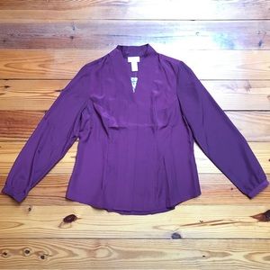 Soft Surroundings Maroon Long Sleeve Button Down Blouse, NWT, S